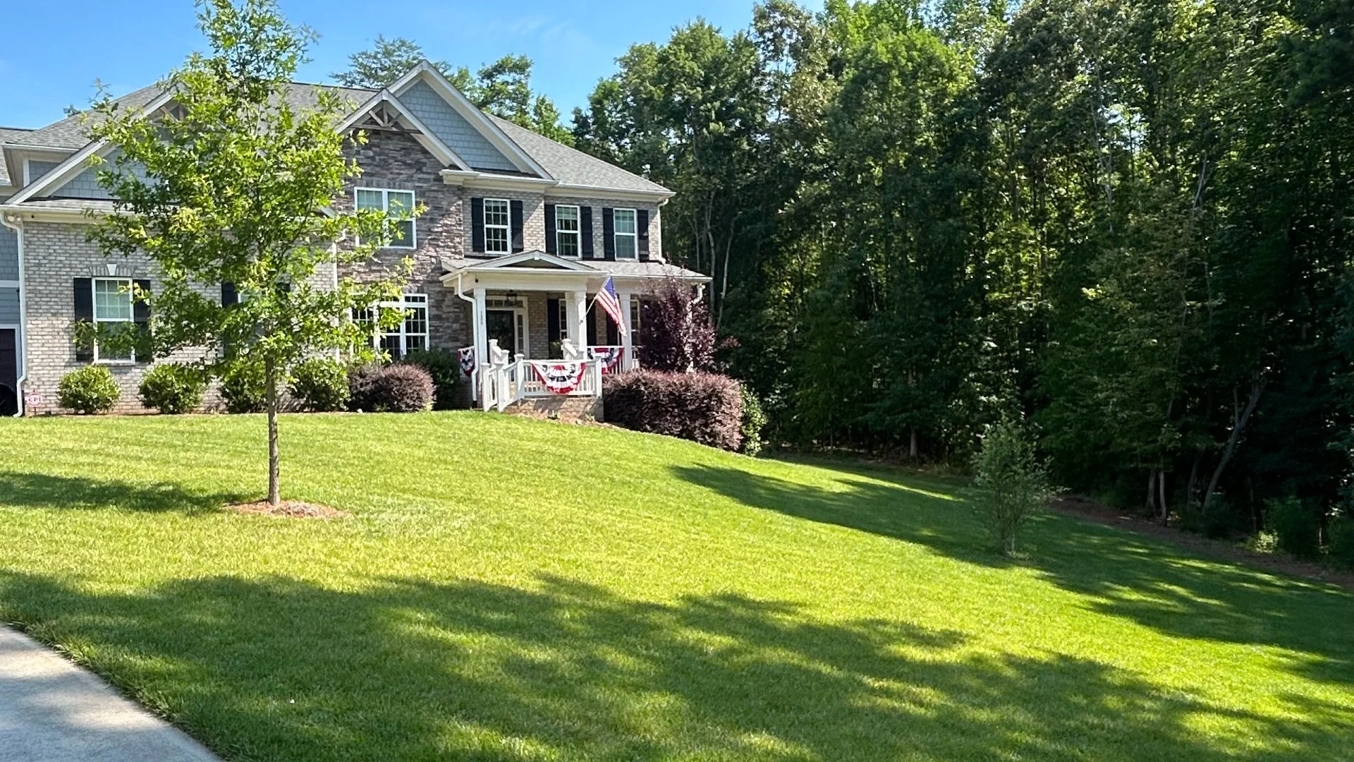 Front yard after lawn care service.