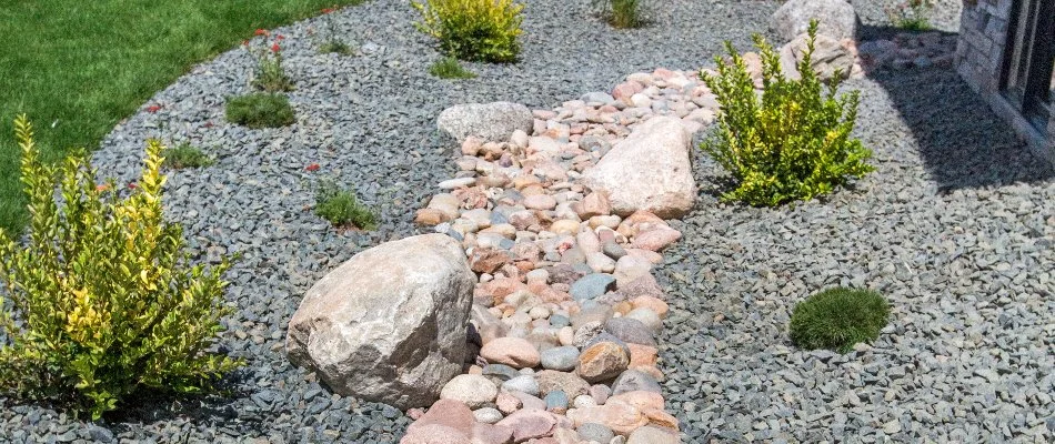 A french drain on a property in Charlotte, NC.