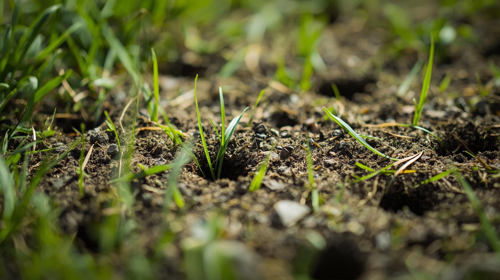 Freshly aerated lawn
